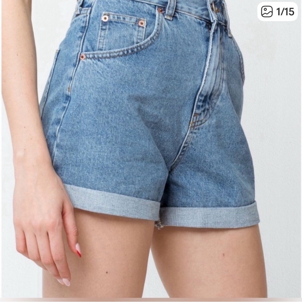BDG Mom High-Rise Rolled Hem Denim Shorts